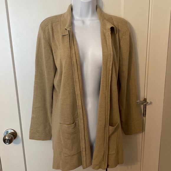 Wool Zip up Cardigan Camel - Picture 4 of 6